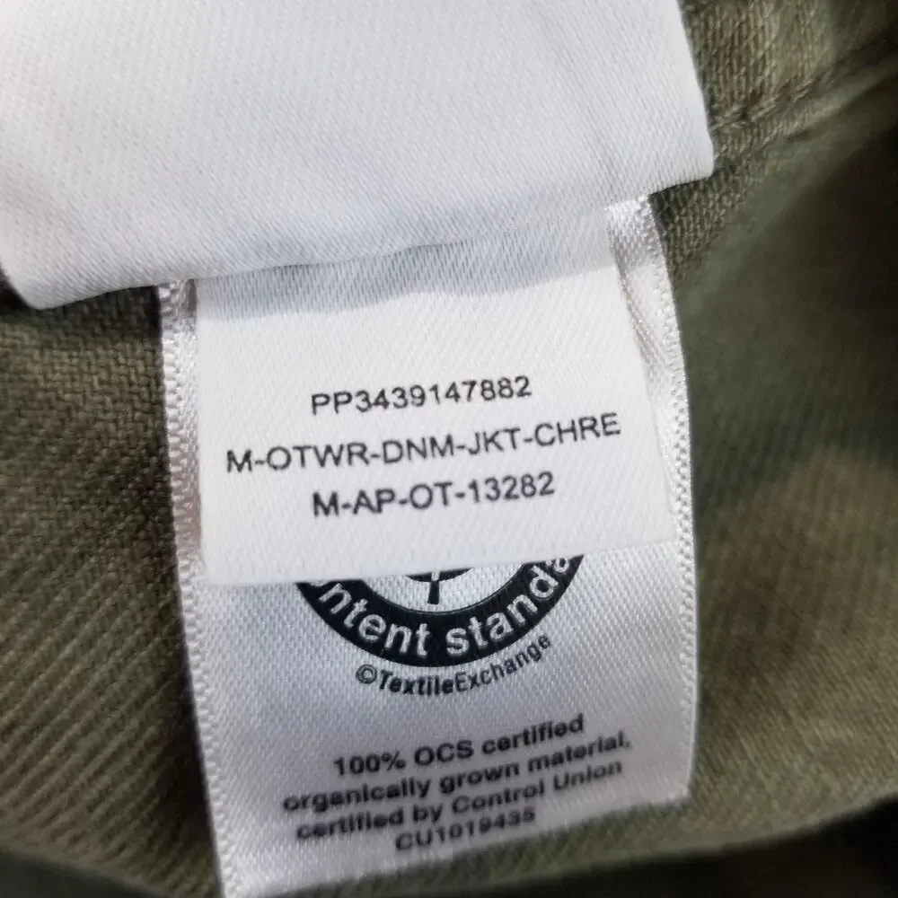 Everlane Jacket Mens Large Green Organic Cotton Denim Chore Utility Workwear